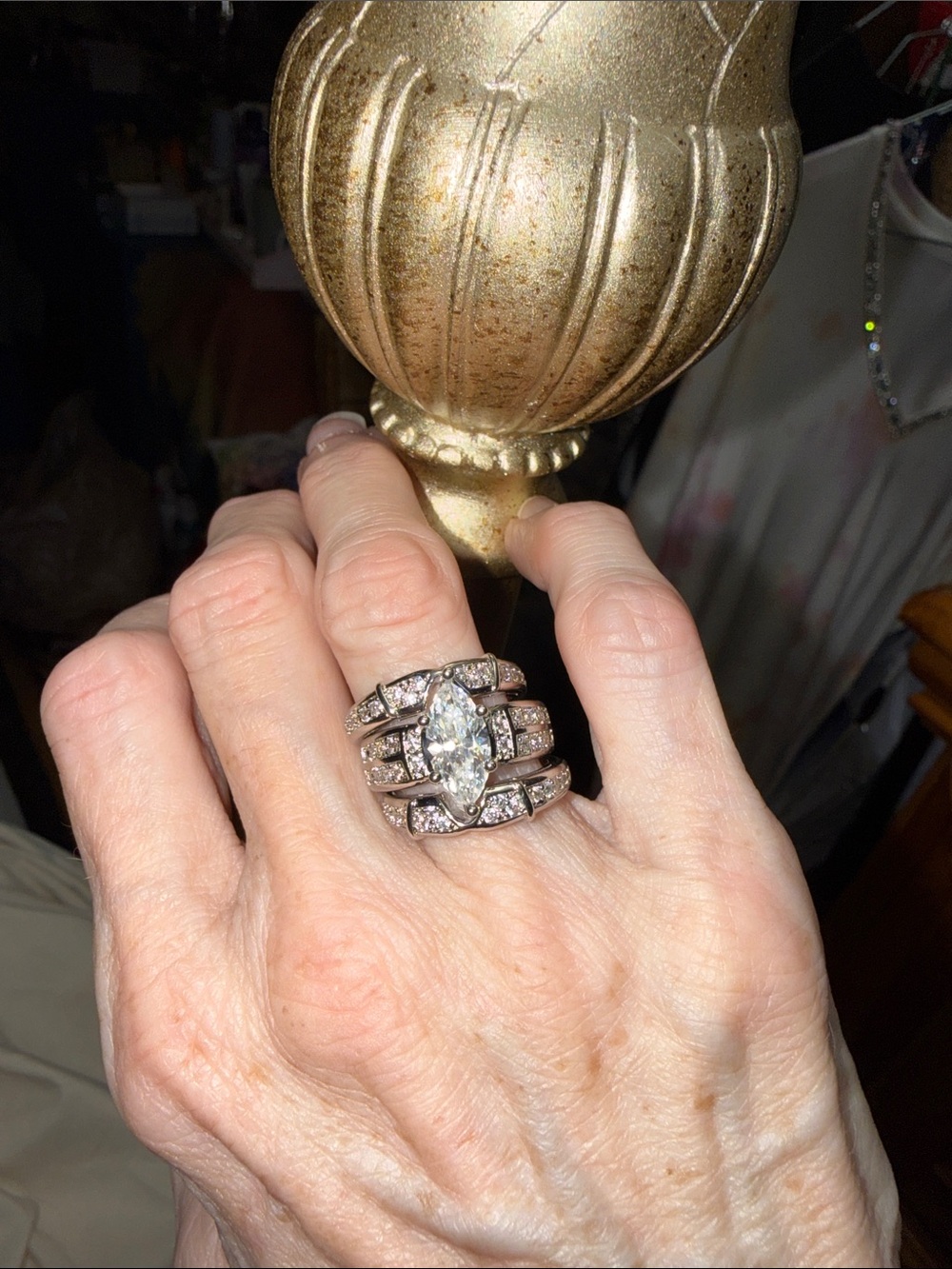 GRA CERTIFIED MOISSANITE DIAMOND Marquise 4CT Bridal Ring baked in Silver - Picture 15 of 16